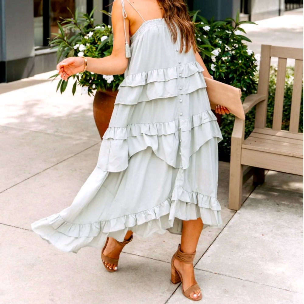 Vici Brisbane Tiered Tassel Midi dress